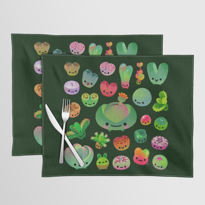 Baby succulent 3 - Mesembs (dark) Placemat Gallery Image 1