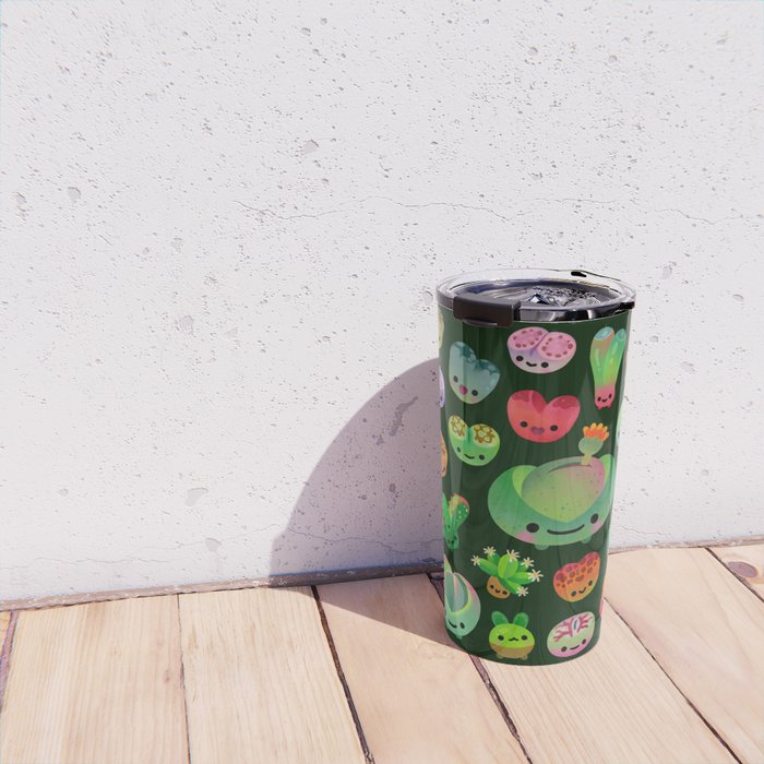 Baby succulent 3 - Mesembs (dark) Travel Mug Gallery Image 4