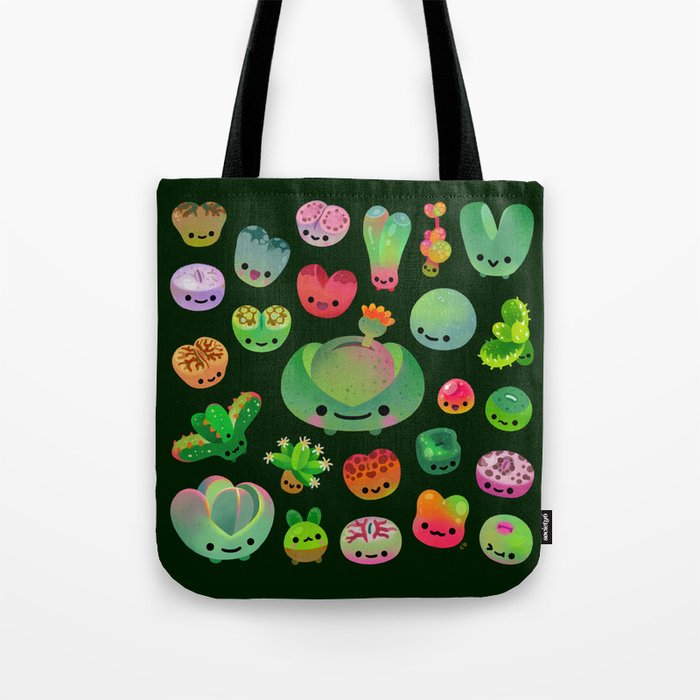 Baby succulent 3 - Mesembs (dark) Tote Bag Gallery Image 1