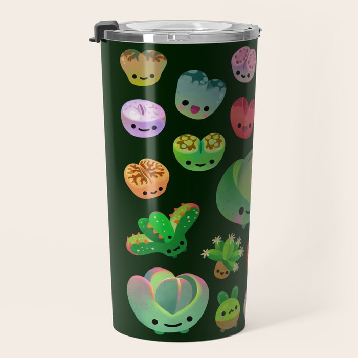 Baby succulent 3 - Mesembs (dark) Travel Mug Gallery Image 3