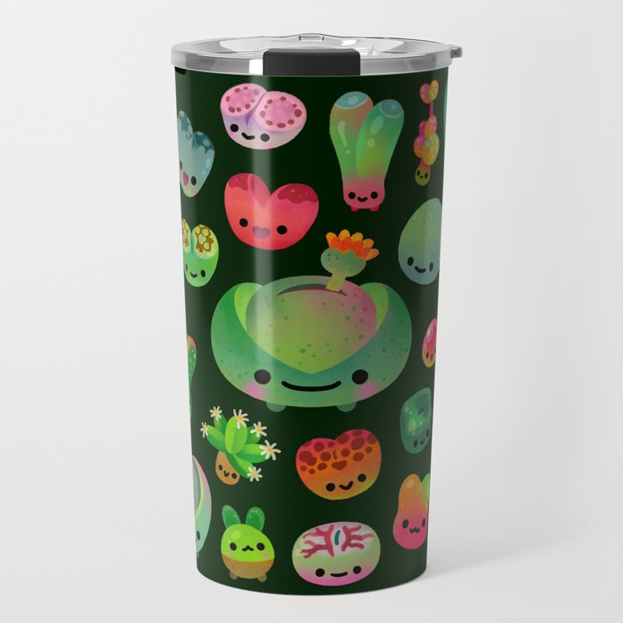 Baby succulent 3 - Mesembs (dark) Travel Mug Gallery Image 1