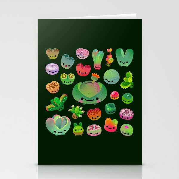 Baby succulent 3 - Mesembs (dark) Stationery Card Gallery Image 1