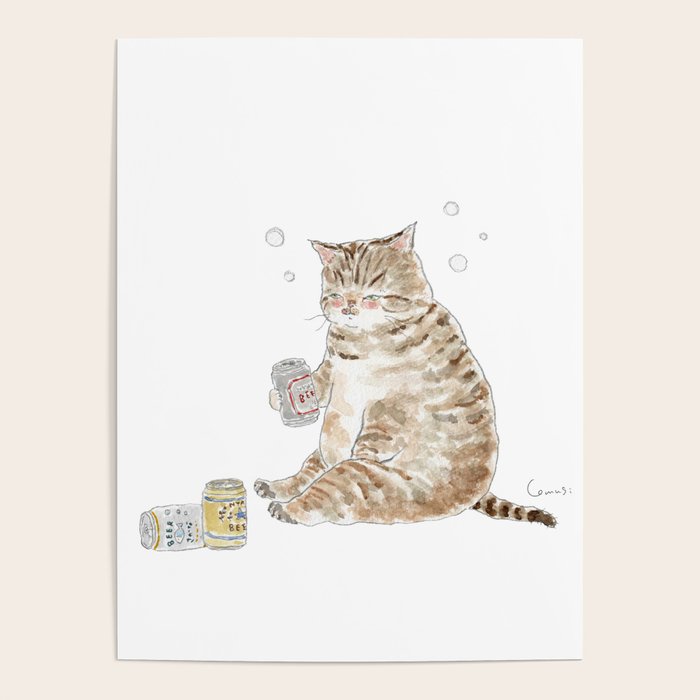Nonbei Nyanco - Drunk cat - Poster Gallery Image 1