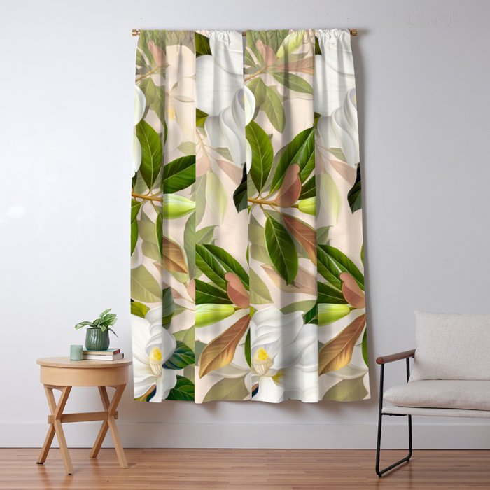 Magnolia Flowers Spring Blossom Window Curtain Gallery Image 1