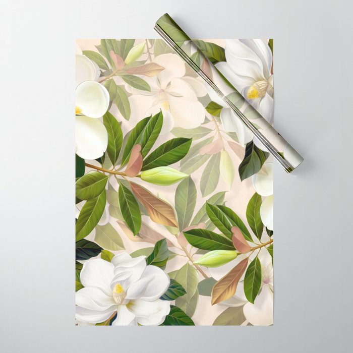 Magnolia Flowers Spring Blossom Wrapping Paper Gallery Image 1