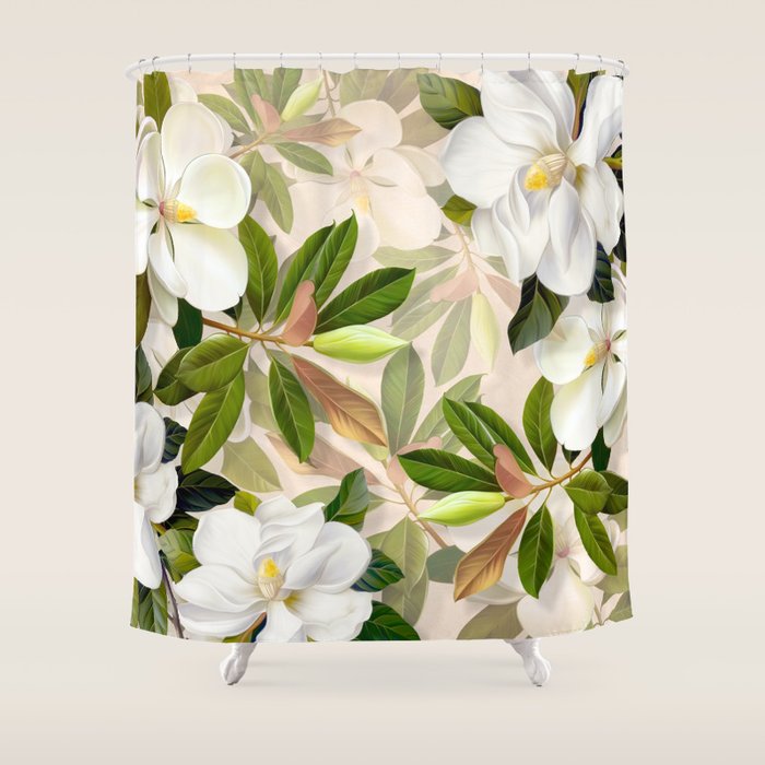 Magnolia Flowers Spring Blossom Shower Curtain Gallery Image 1