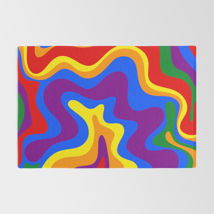 Rainbow Pride Colorful Retro Liquid Swirl Abstract Pattern Rug Gallery Image 2