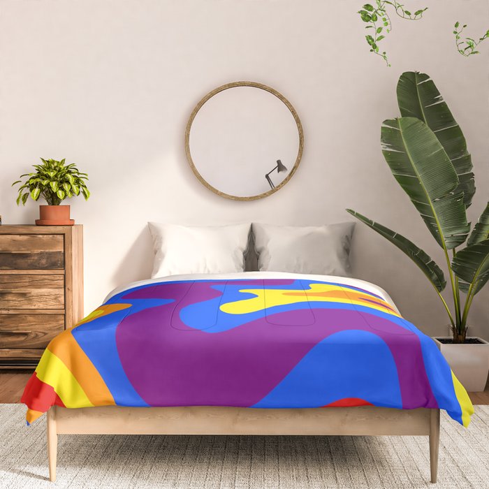 Rainbow Pride Colorful Retro Liquid Swirl Abstract Pattern Comforter Gallery Image 3