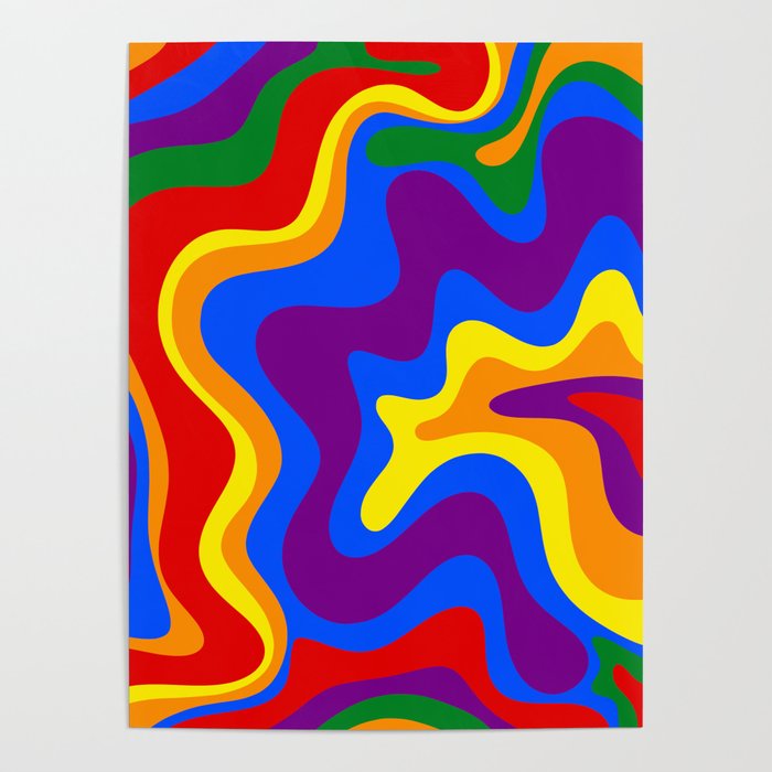 Rainbow Pride Colorful Retro Liquid Swirl Abstract Pattern Poster Gallery Image 4