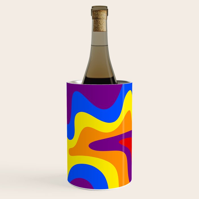 Rainbow Pride Colorful Retro Liquid Swirl Abstract Pattern Wine Chiller Gallery Image 3