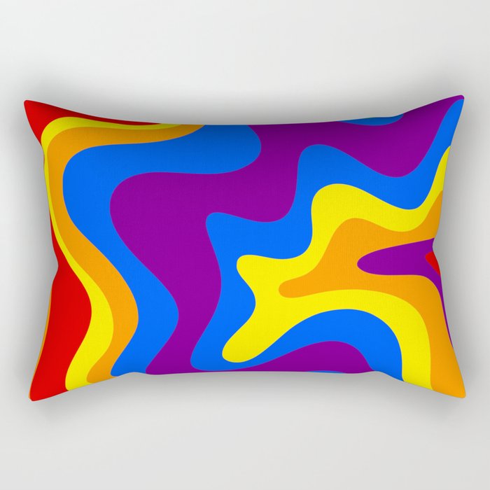 Rainbow Pride Colorful Retro Liquid Swirl Abstract Pattern Rectangular Pillow Gallery Image 1