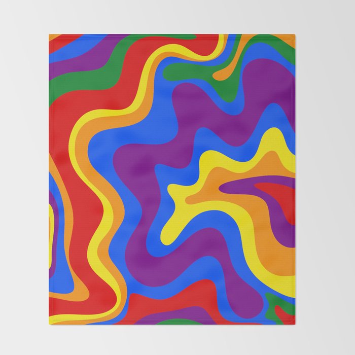 Rainbow Pride Colorful Retro Liquid Swirl Abstract Pattern Throw Blanket Gallery Image 2