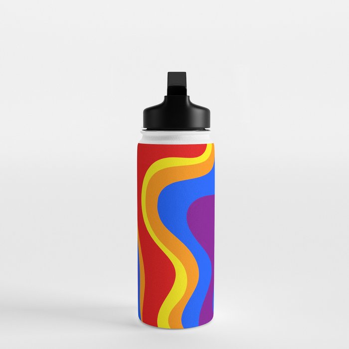 Rainbow Pride Colorful Retro Liquid Swirl Abstract Pattern Water Bottle Gallery Image 3