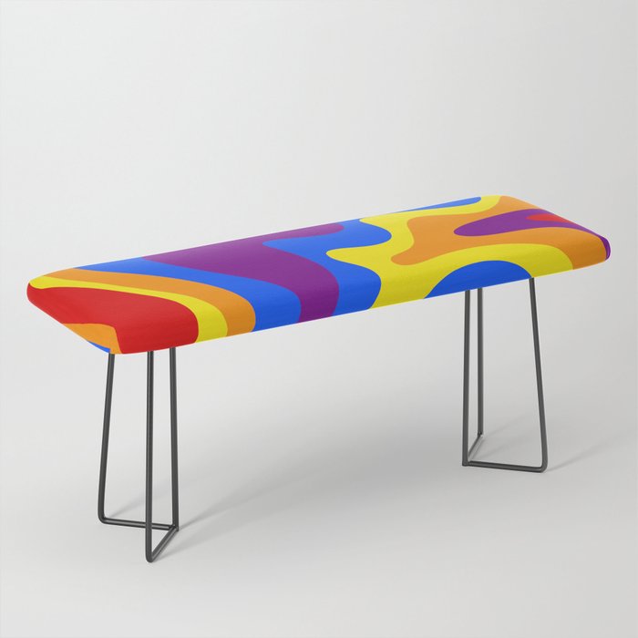 Rainbow Pride Colorful Retro Liquid Swirl Abstract Pattern Bench Gallery Image 1