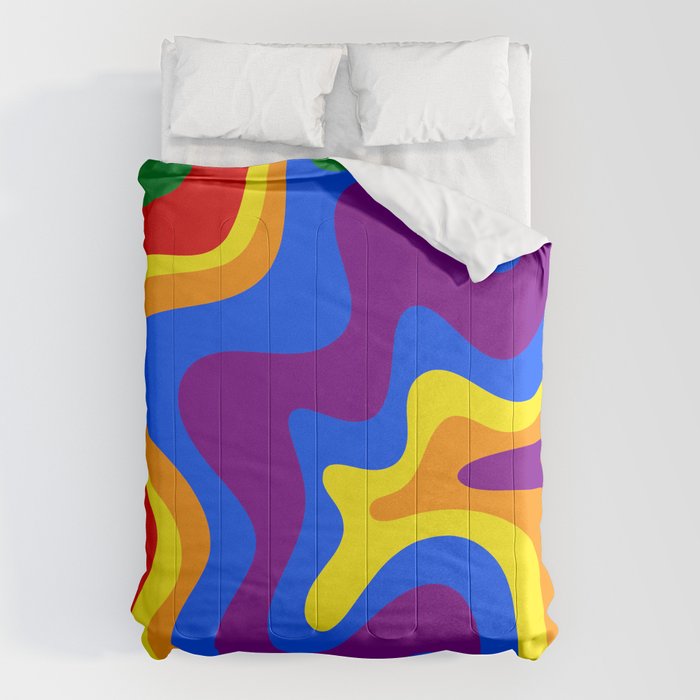 Rainbow Pride Colorful Retro Liquid Swirl Abstract Pattern Comforter Gallery Image 6