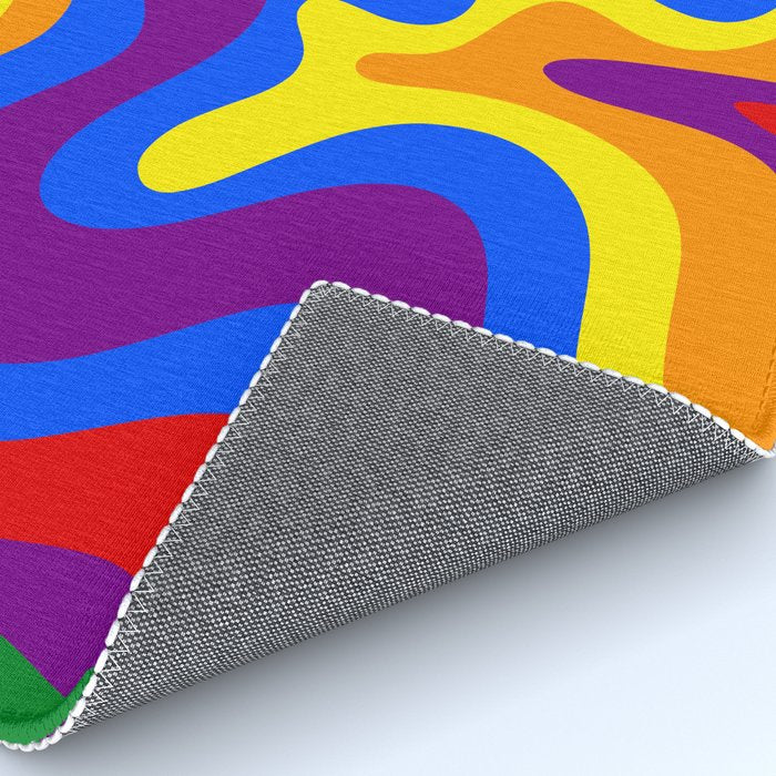 Rainbow Pride Colorful Retro Liquid Swirl Abstract Pattern Rug Gallery Image 4