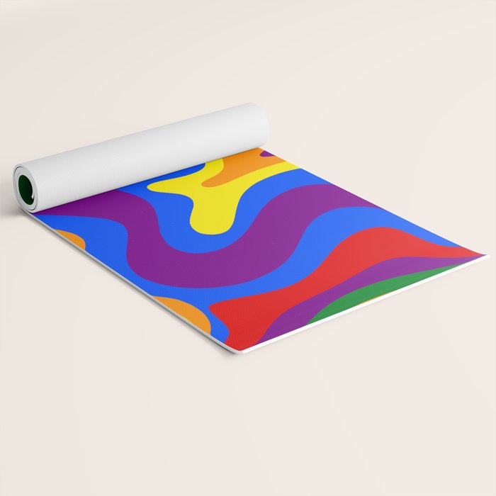 Rainbow Pride Colorful Retro Liquid Swirl Abstract Pattern Yoga Mat Gallery Image 2
