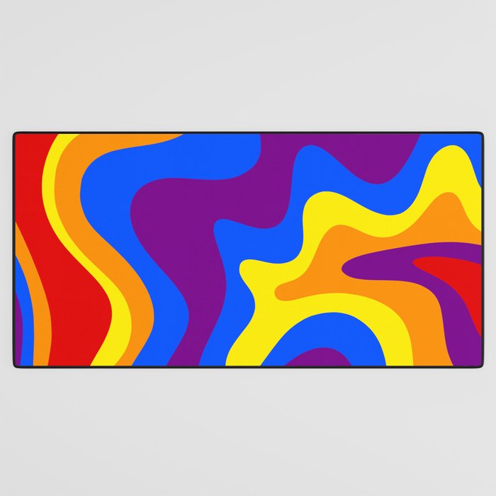 Rainbow Pride Colorful Retro Liquid Swirl Abstract Pattern Desk Mat Gallery Image 3