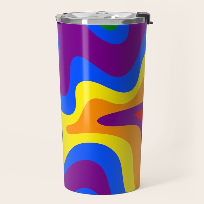 Rainbow Pride Colorful Retro Liquid Swirl Abstract Pattern Travel Mug Gallery Image 2