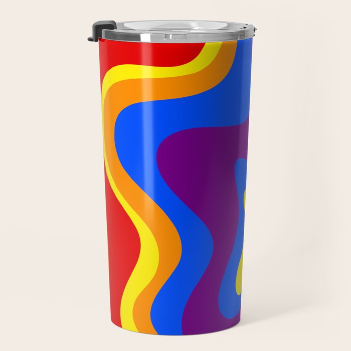 Rainbow Pride Colorful Retro Liquid Swirl Abstract Pattern Travel Mug Gallery Image 3