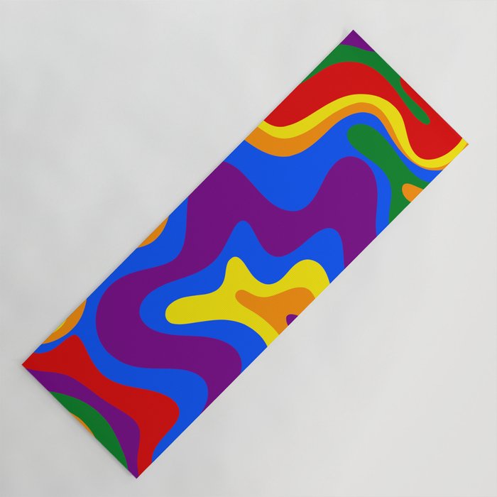 Rainbow Pride Colorful Retro Liquid Swirl Abstract Pattern Yoga Mat