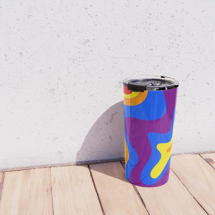 Rainbow Pride Colorful Retro Liquid Swirl Abstract Pattern Travel Mug Gallery Image 4