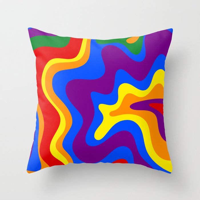 Rainbow Pride Colorful Retro Liquid Swirl Abstract Pattern Throw Pillow Gallery Image 6
