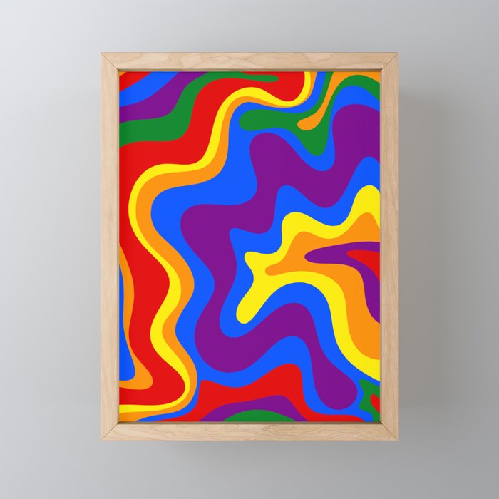 Rainbow Pride Colorful Retro Liquid Swirl Abstract Pattern Mini Art Print Gallery Image 1