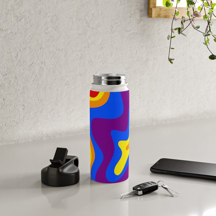 Rainbow Pride Colorful Retro Liquid Swirl Abstract Pattern Water Bottle Gallery Image 4