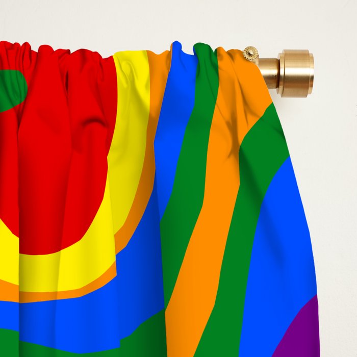 Rainbow Pride Colorful Retro Liquid Swirl Abstract Pattern Window Curtain Gallery Image 2