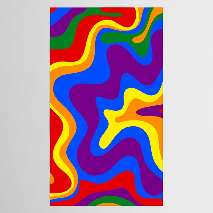 Rainbow Pride Colorful Retro Liquid Swirl Abstract Pattern Tablecloth Gallery Image 2