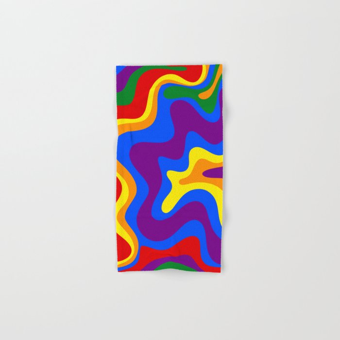 Rainbow Pride Colorful Retro Liquid Swirl Abstract Pattern Bath Towel Gallery Image 1