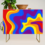 Rainbow Pride Colorful Retro Liquid Swirl Abstract Pattern Credenza Gallery Image 1
