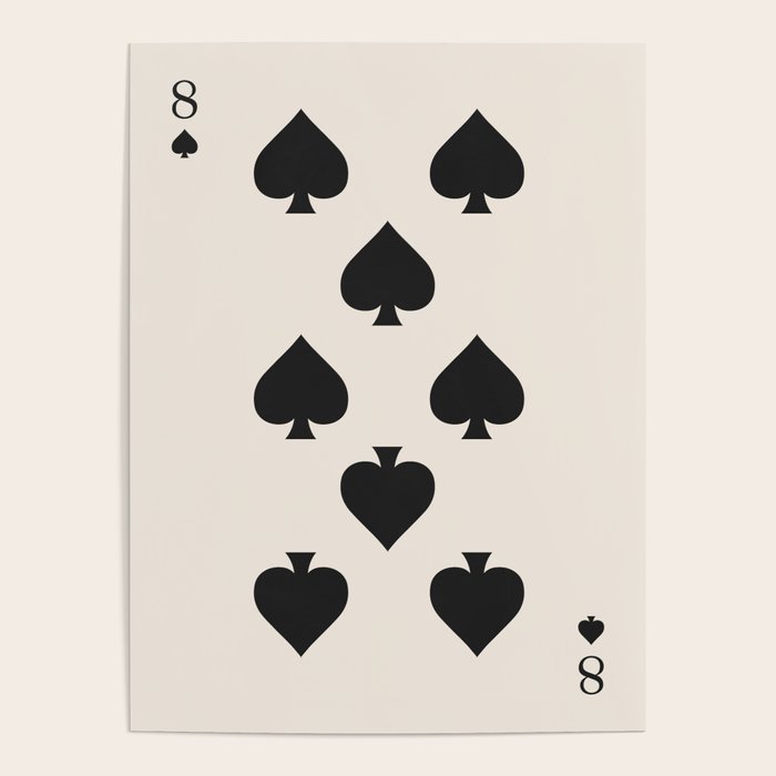 Eight of Spades Playing Card Black and White Poster Gallery Image 1
