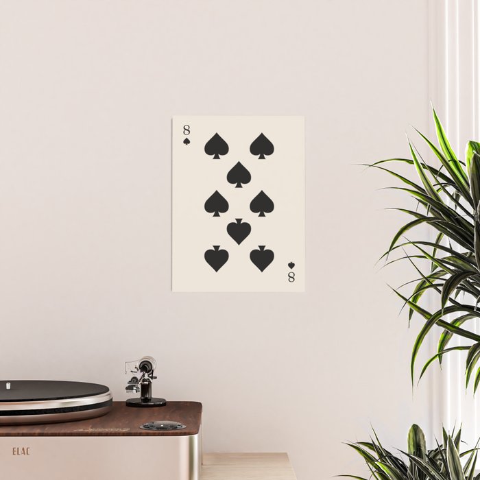 Eight of Spades Playing Card Black and White Poster Gallery Image 2