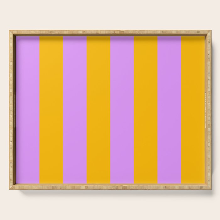 Sunny yellow and purple stripes Serving Tray Gallery Image 1