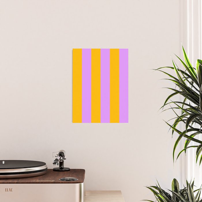 Sunny yellow and purple stripes Poster Gallery Image 2