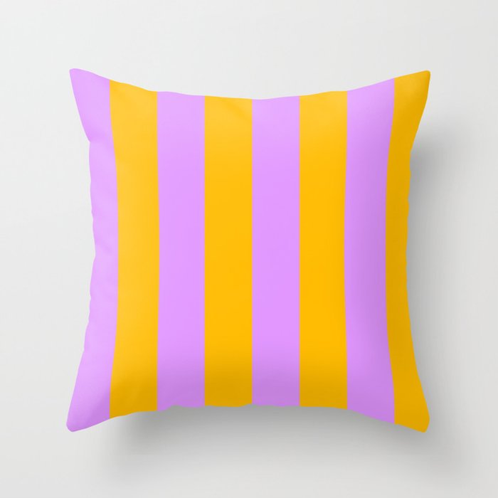 Sunny yellow and purple stripes Throw Pillow Gallery Image 6