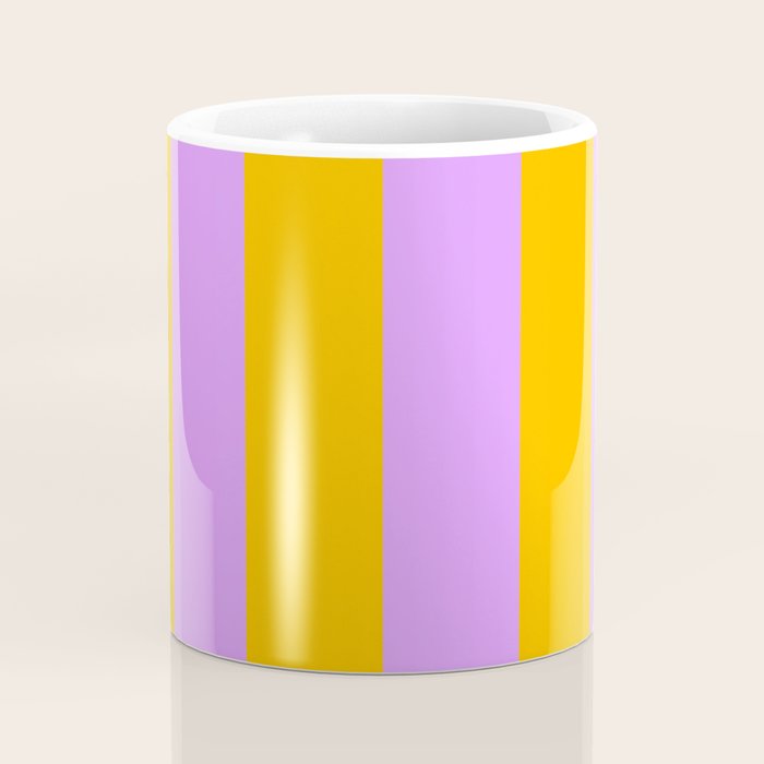 Sunny yellow and purple stripes Coffee Mug Gallery Image 4