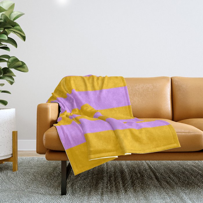 Sunny yellow and purple stripes Throw Blanket Gallery Image 1