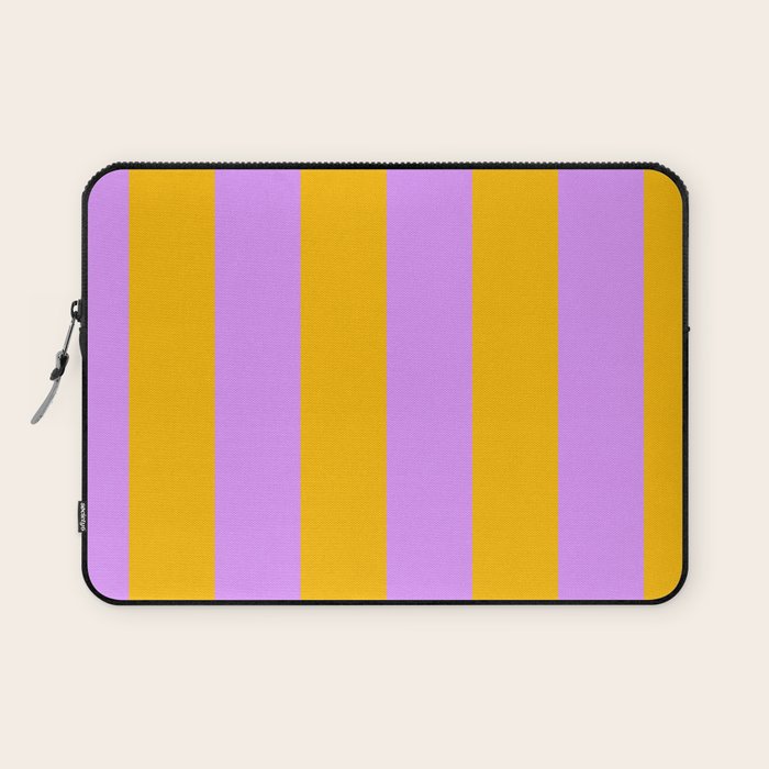 Sunny yellow and purple stripes Laptop Sleeve Gallery Image 1