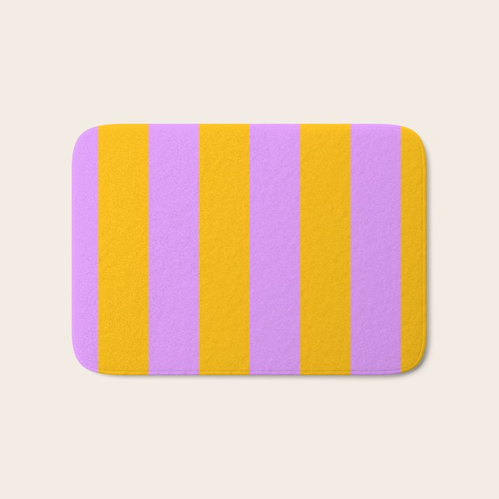 Sunny yellow and purple stripes Bath Mat Gallery Image 1