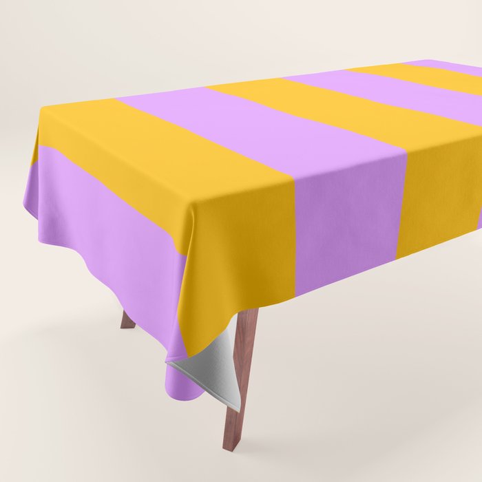 Sunny yellow and purple stripes Tablecloth Gallery Image 1