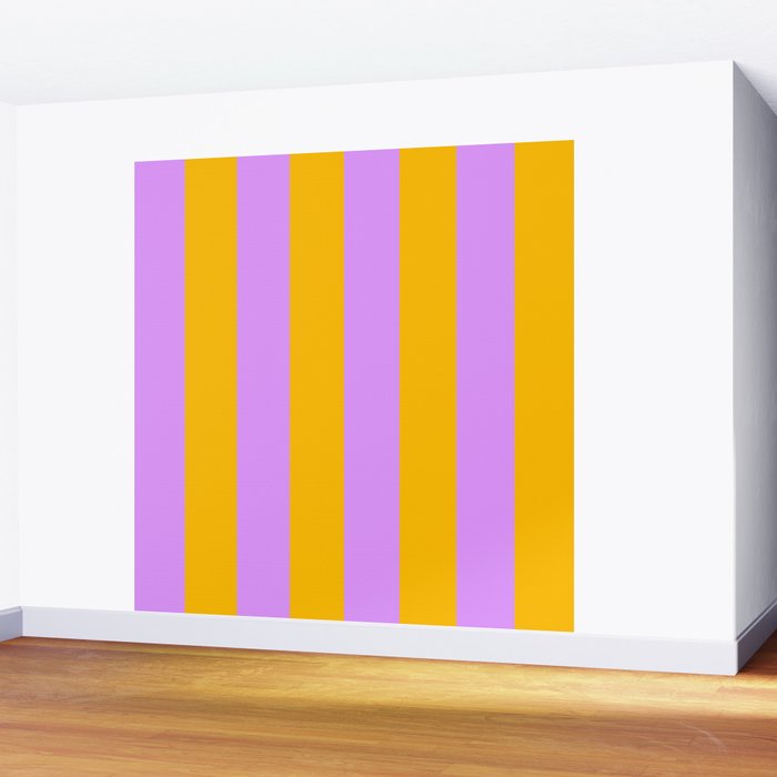 Sunny yellow and purple stripes Wall Mural Gallery Image 2