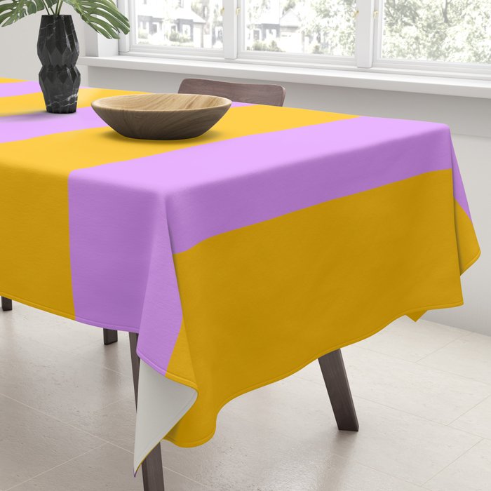 Sunny yellow and purple stripes Tablecloth Gallery Image 3
