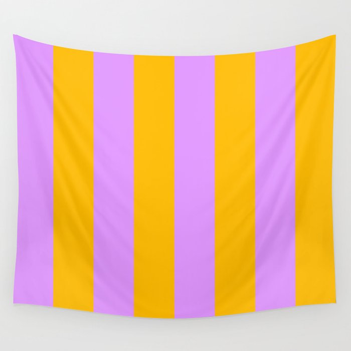 Sunny yellow and purple stripes Wall Tapestry Gallery Image 4