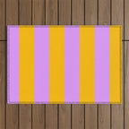 Sunny yellow and purple stripes Outdoor Rug Gallery Image 1