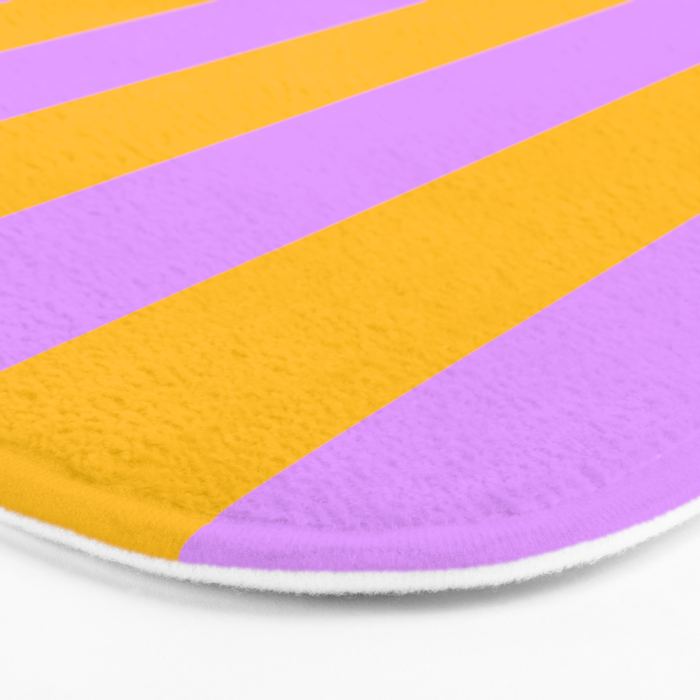 Sunny yellow and purple stripes Bath Mat Gallery Image 3