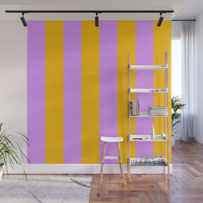Sunny yellow and purple stripes Wall Mural Gallery Image 1