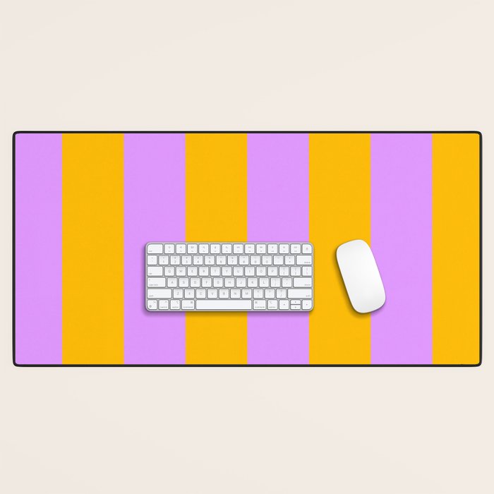 Sunny yellow and purple stripes Desk Mat Gallery Image 1